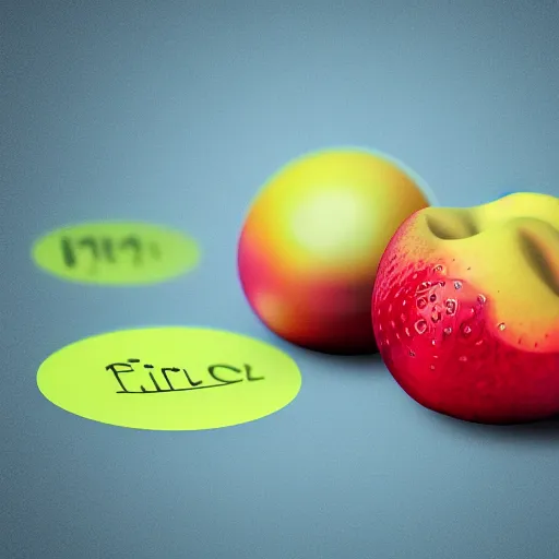 Image similar to ios app icon, finding words, octane render, fruit