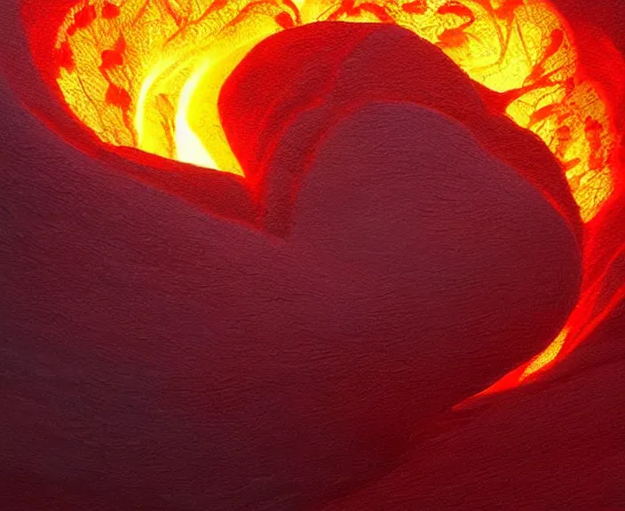 Image similar to a lava sculpture of a rose flower, digital art by studio ghibli and greg rutkowski, warm colors, beautiful, hyperrealism artstyle, amazing lighting