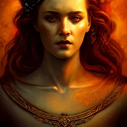 Image similar to majestic gracious regal seductive persephone portrait, ancient greece, atmospheric lighting, painted, menacing, intricate, volumetric lighting, beautiful, rich deep colours masterpiece, golden hour, sharp focus, ultra detailed, by leesha hannigan, ross tran, thierry doizon, kai carpenter, ignacio fernandez rios