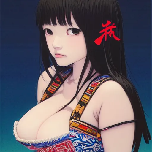 Prompt: a beautiful young hitomi tanaka kat dennings alluring gravure model wearing an elaborate mesoamerican street fashion crop top, by ilya kuvshinov and artgerm, gorgeous, attractive, gapmoe yandere grimdark, trending on pixiv fanbox, painted by greg rutkowski makoto shinkai takashi takeuchi studio ghibli, akihiko yoshida