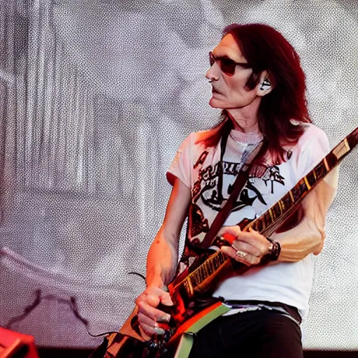 Prompt: Steve vai playing with dream theater