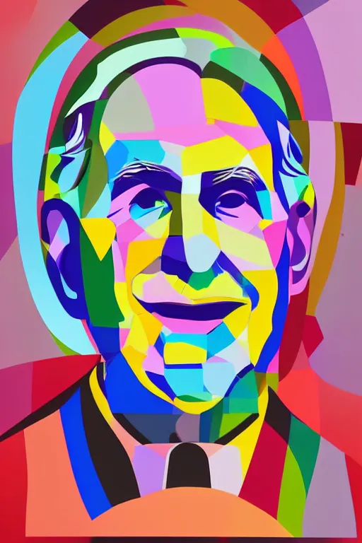 Image similar to cubist portrait of ratan tata cutout digital illustration cartoon colorful beeple