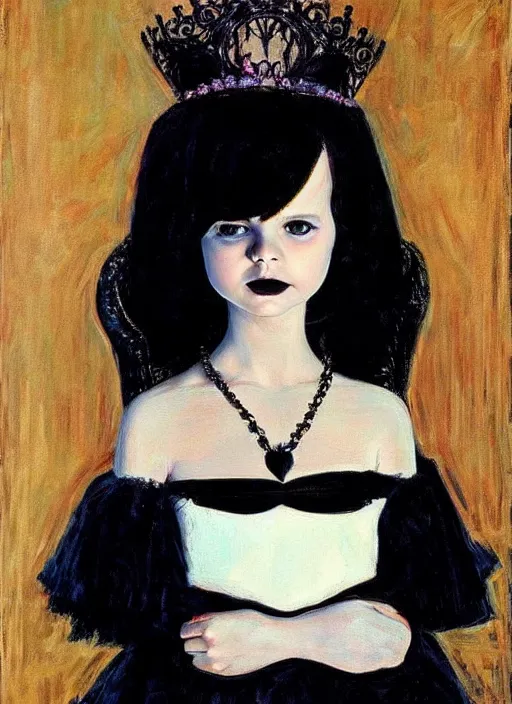 Prompt: ( ( gothic # ) ) princess portrait *. *. by wayne thiebaud * *, highly detailded,