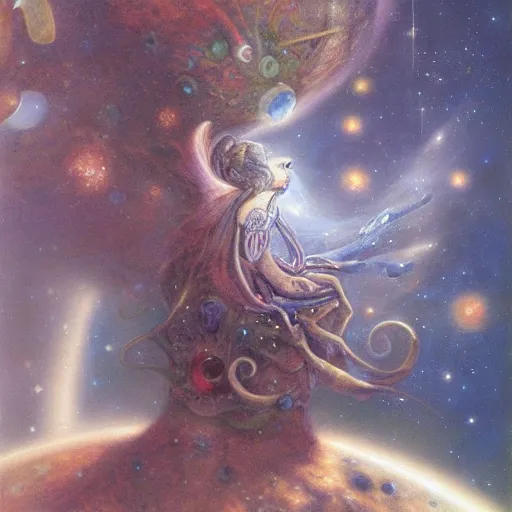 Prompt: Liminal space in outer space by Brian Froud