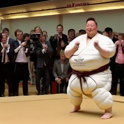 Prompt: elon musk in sumo fight