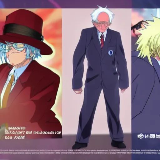 Bernie Sanders as a character from popular anime