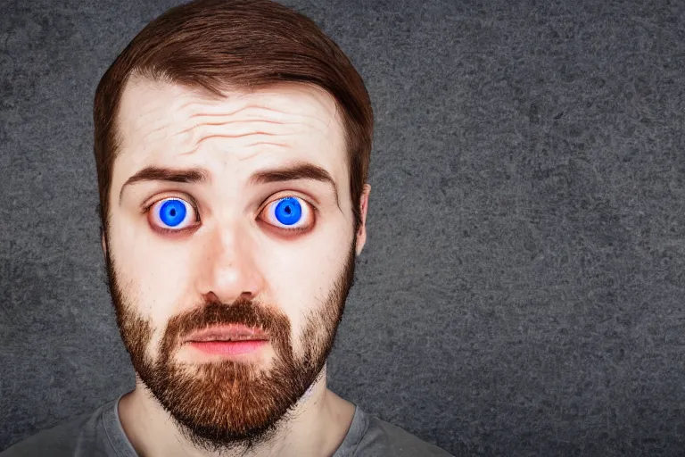 Prompt: high resolution photo of a man with multiple eyes