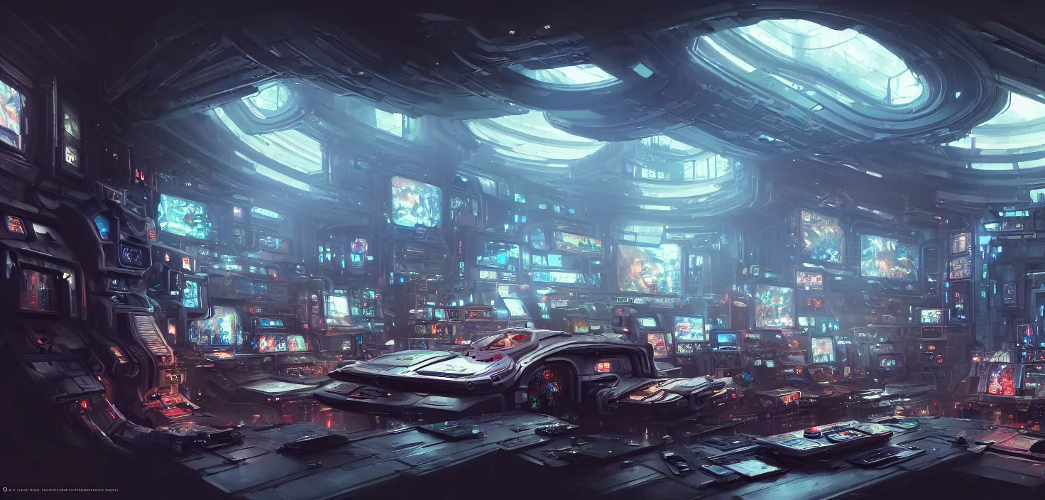 Image similar to a hyper detailed octane render concept art by xision wu, kerem beyit, sandara tang portrait of cyberpunk panel control spaceship room, dim lighting, detailed portraits, unreal engine 5, highly rendered,, digital painting, artstation, concept art, smooth, sharp focus perfect horizontal ， symmetry illustration, detailed and intricate environment artstation hq