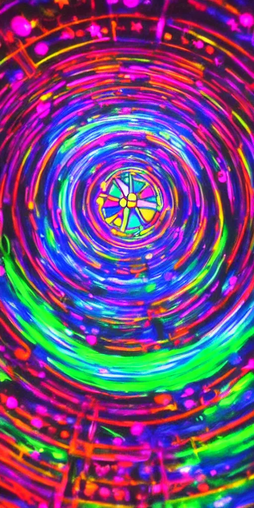 Image similar to a beautiful painting of a stargate by takashi murakami 8 k particulate neon light film grain