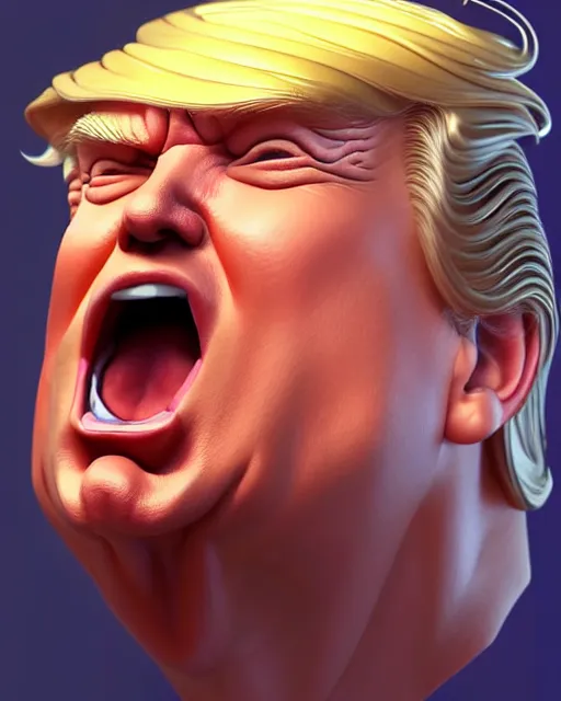 Image similar to character concept art of donald trump as poseidon in a dynamic pose | cute - fine face, pretty face, realistic shaded perfect face, fine details by stanley artgerm lau, wlop, rossdraws, james jean, andrei riabovitchev, marc simonetti, and sakimichan, tranding on artstation
