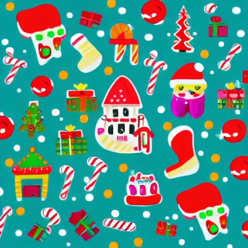 Image similar to orthographic view of a christmas themed town, happy, cute, bright colours, high detail, 8 k,