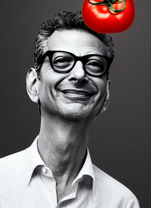 Image similar to jeff goldblum in a tomato