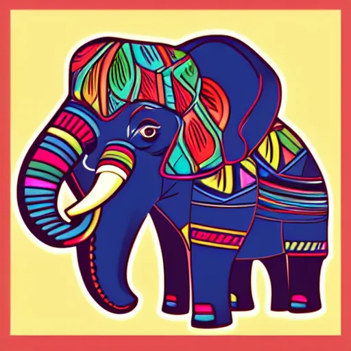 Image similar to A portrait of an elephant, sticker, highly detailed, colorful, illustration, smooth and clean vector curves, no jagged lines, vector art, smooth