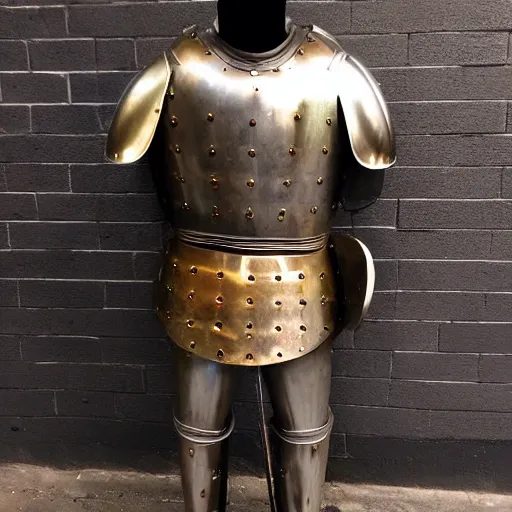 Image similar to full plate suit of armour, inspired by Anglo-Saxon archaeological finds