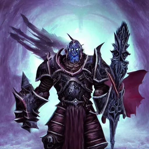 Prompt: unholy deathknight from world of warcraft in heavy armor, artstation hall of fame gallery, editors choice, #1 digital painting of all time, most beautiful image ever created, emotionally evocative, greatest art ever made, lifetime achievement magnum opus masterpiece, the most amazing breathtaking image with the deepest message ever painted, a thing of beauty beyond imagination or words