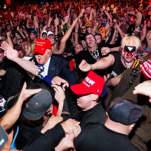 Image similar to Donald trump moshpit at insane clown posse concert