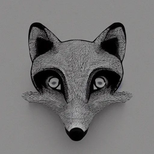 Image similar to an abstract, simplified icon depicting a fox's head, white background, elegant, award-winning, clever, render, blender, 3d, high quality, app, ios