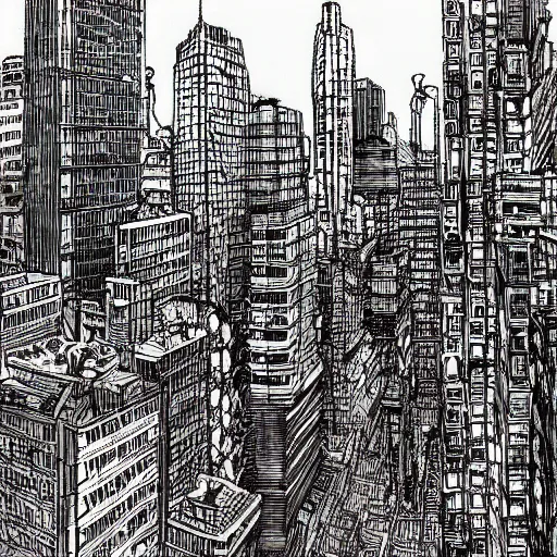 Image similar to a city by q hayashida, highly detailed, cityscape, professionally drawn