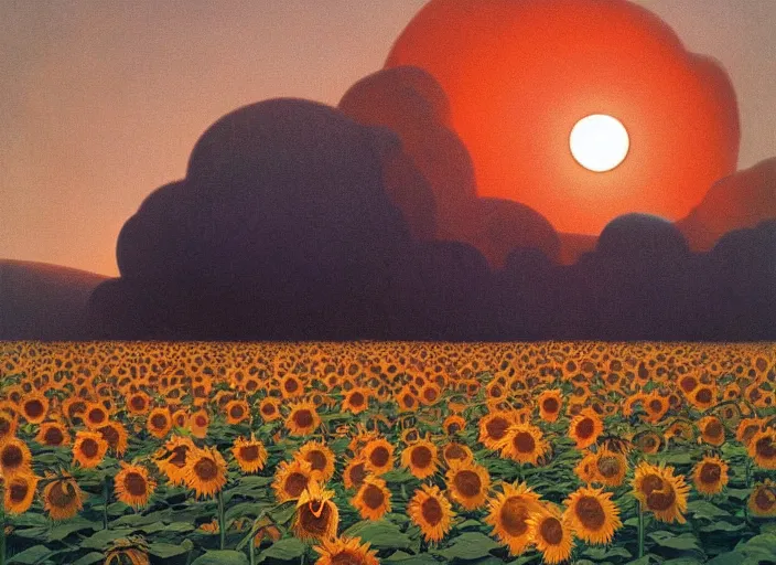 Prompt: sunrise sunflower, science fiction, Edward Hopper and James Gilleard, Zdzislaw Beksinski, highly detailed