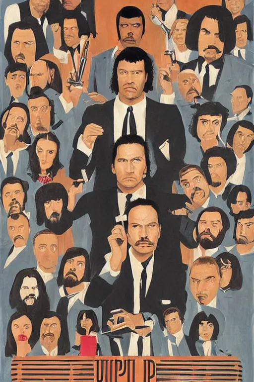 Prompt: pulp fiction painted by wes anderson