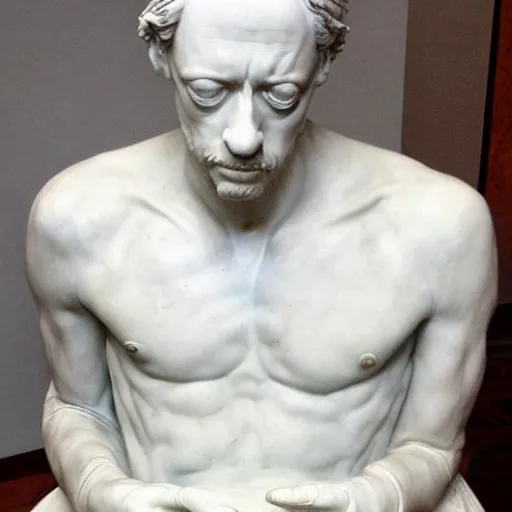 Prompt: a marmor statue of Steve Buscemi by Michelangelo