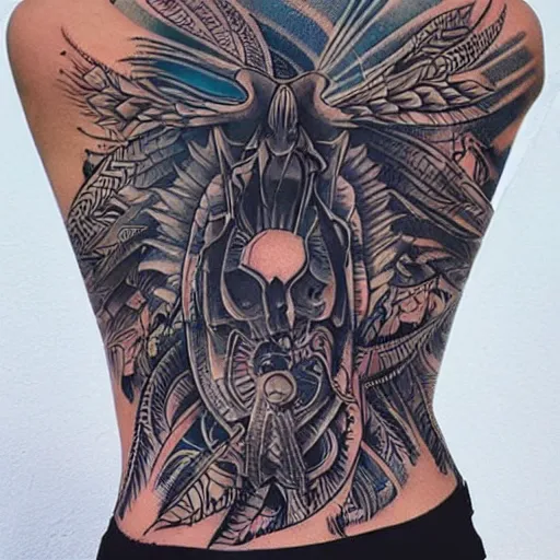 Image similar to my back tattoo is a portal to another dimension