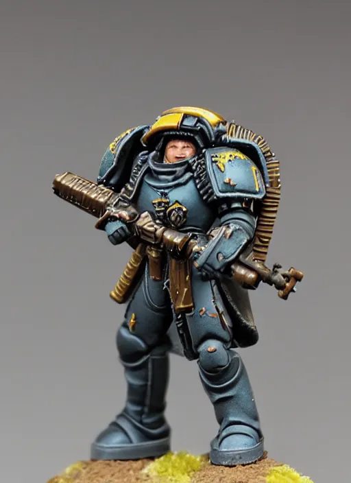 Prompt: 8 0 mm resin detailed miniature of a warhammer 4 0 k space marine with an incredible long sniper barrel, product introduction photos, 4 k, full body,