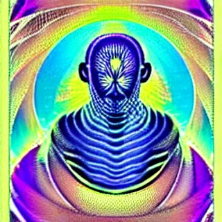 Image similar to A metaphysical highly detailed tulpa/servitor in the style of Alex Grey
