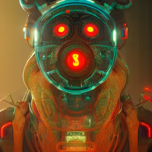 Image similar to portrait of a squid monster. intricate abstract. cyberpunk, intricate artwork. neon eyes, by Tooth Wu, wlop, beeple. octane render, trending on artstation, greg rutkowski very coherent symmetrical artwork. cinematic, hyper realism, high detail, octane render, 8k