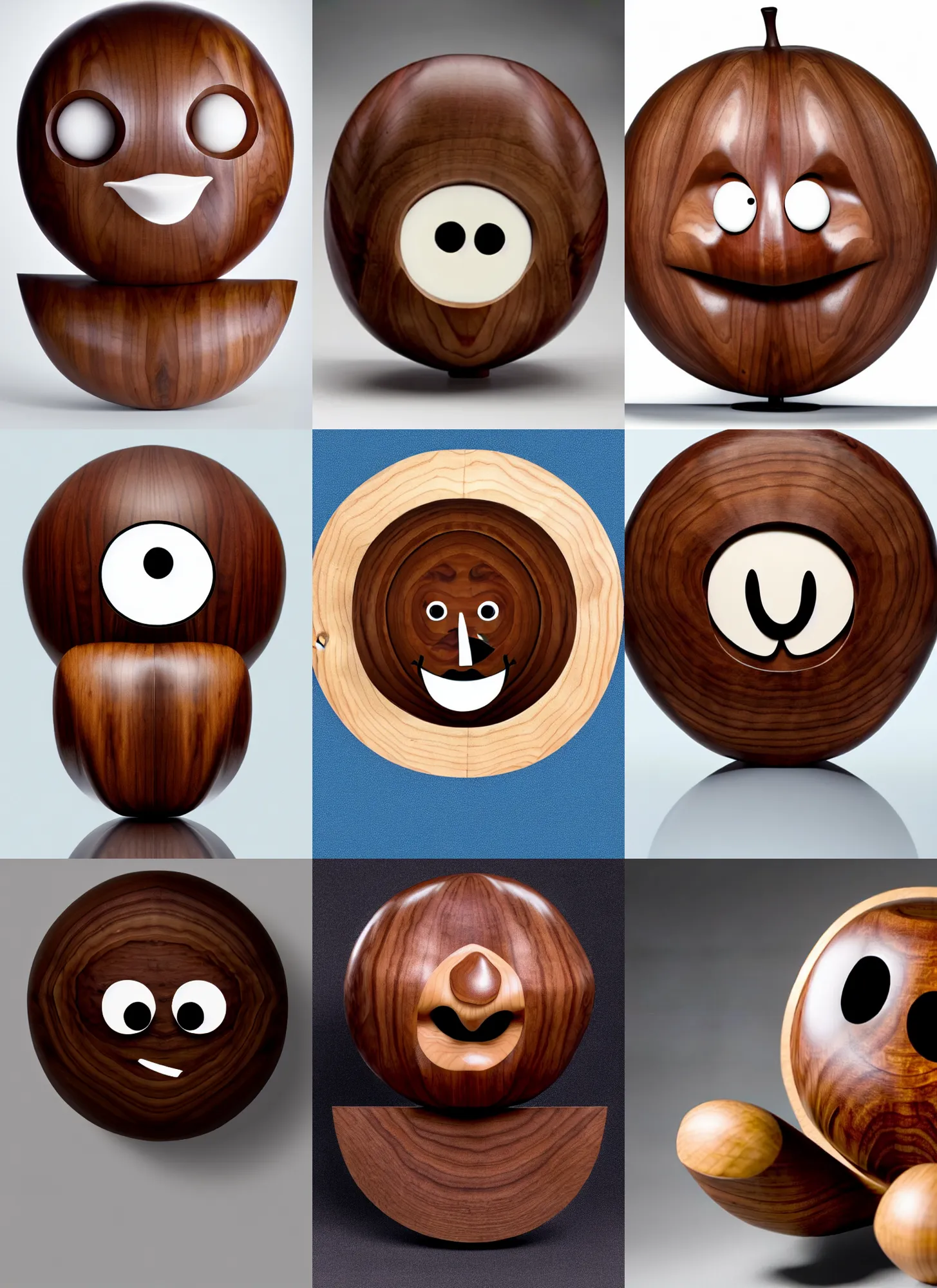 Prompt: a stern round large walnut with two stern eyes and a mouth without a nose, white background, cartoon