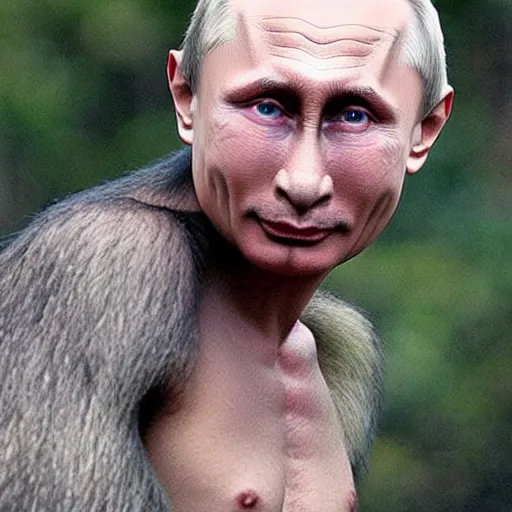 Image similar to vladimir putin crossed with monkey, monke putin