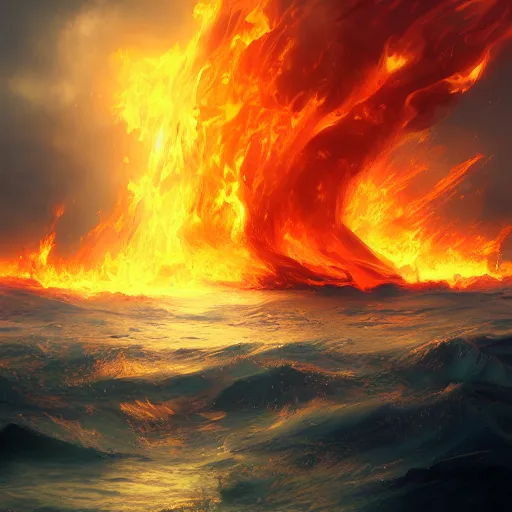 Prompt: a sea of flames by WLOP