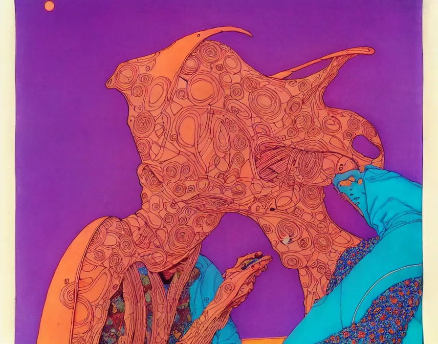 Prompt: ( ( ( ( the joy ) ) ) ) by mœbius!!!!!!!!!!!!!!!!!!!!!!!!!!!, overdetailed art, colorful, artistic record jacket design