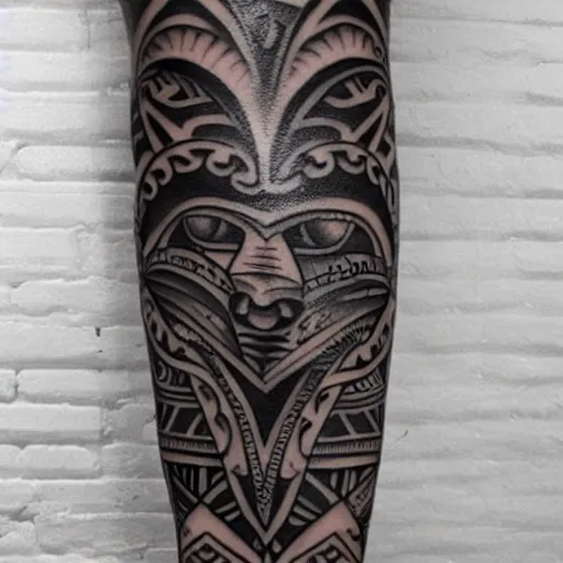 Prompt: tribal tattoo along forearm
