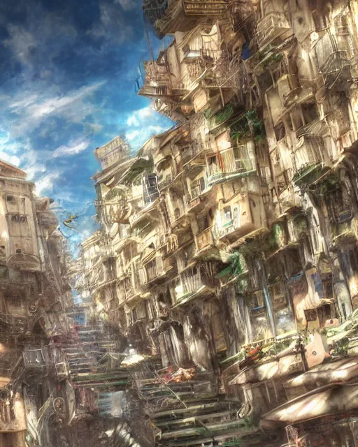 Image similar to Naples by Yoshitaka Amano 4k hyper detailed trending on artstation