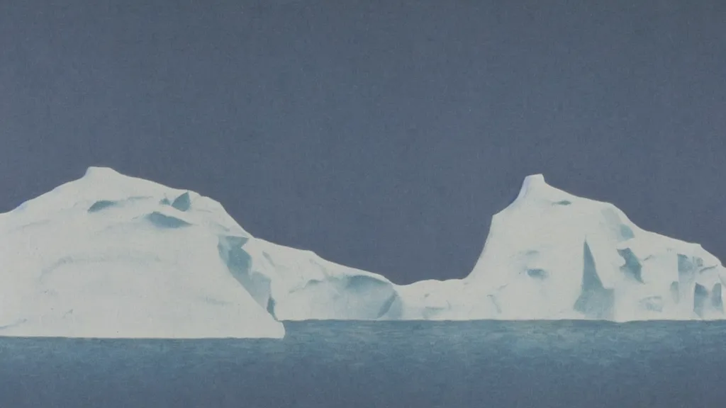 Image similar to A vintage scientific illustration from the 1970s of a choreography for people are frozen in an iceberg René Magritte