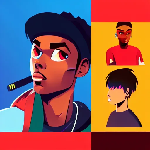 Image similar to 2 d character design, male rapper, vector art, digital art, portrait, 4 k, 8 k, sharp focus, smooth, illustration, concept art, music artist