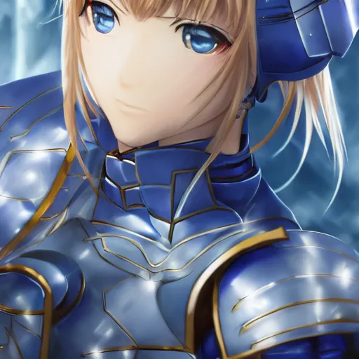 Image similar to beautiful closeup of saber from fate / stay night, with armour from lancer, high details, high resolution, kantai collection style, noise filtered, artstation, kantai collection arcade, 4 k, highly detailed, high quality