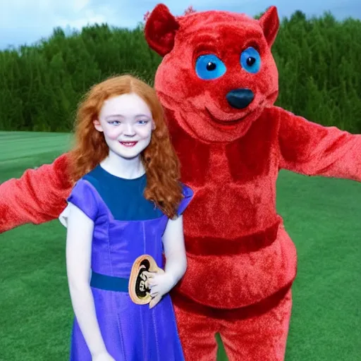 Image similar to sadie sink as wendy's mascot