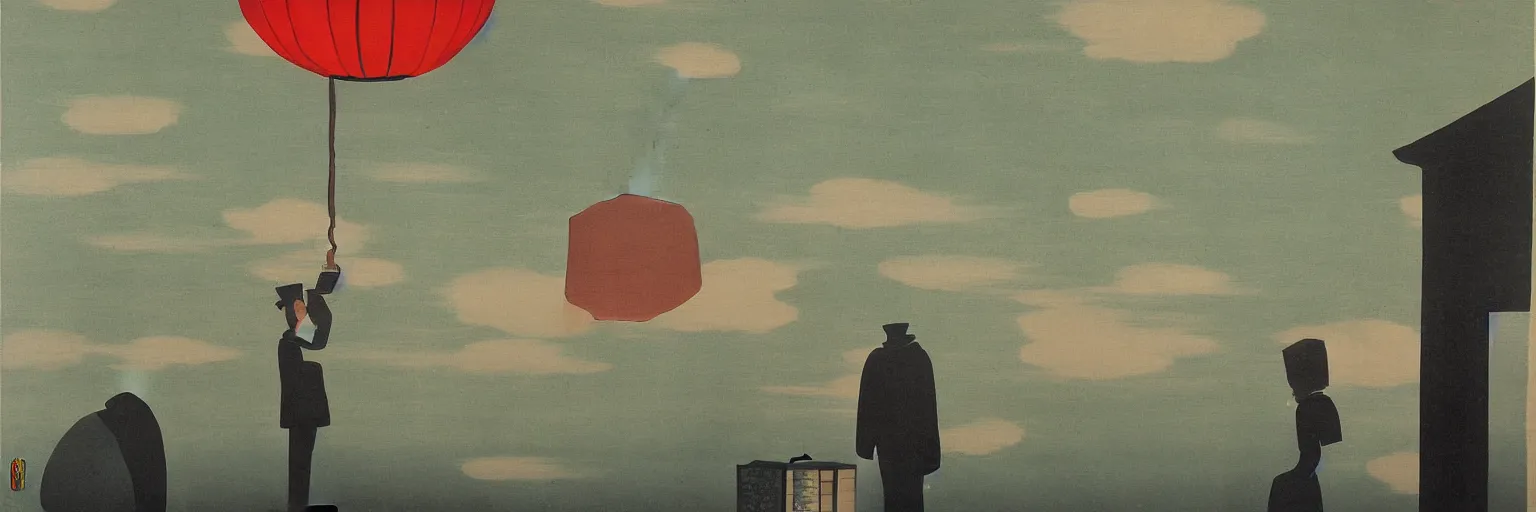 Image similar to japanese lantern painting magritte