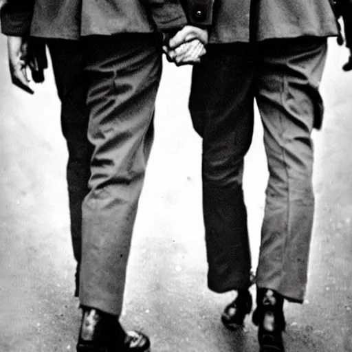 Prompt: gay ww 2 soldiers holding hands, 1 9 4 0 s