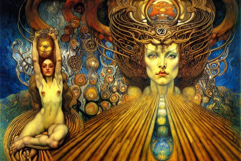 Image similar to Divine Chaos Engine by Karol Bak, Jean Delville, William Blake, Gustav Klimt, and Vincent Van Gogh, symbolist, visionary