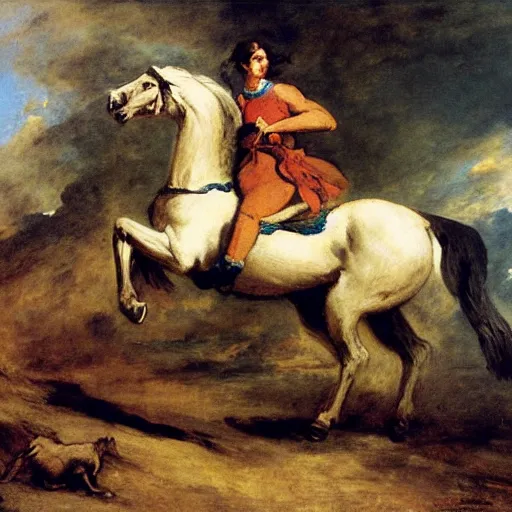 Prompt: a galloping horse, by eugene-delacroix