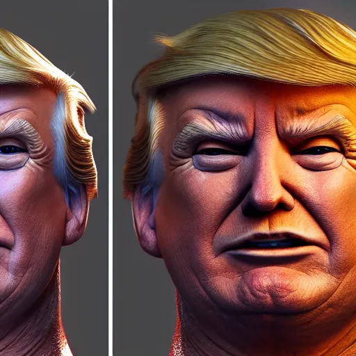 Image similar to donald trump is fused into stump, hyperdetailed, artstation, cgsociety, 8 k