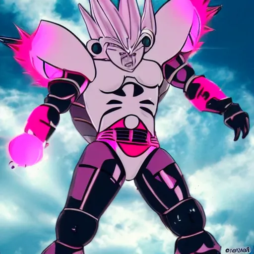 Image similar to pink fat alien with spikes with sayajin armor, anime, beautiful, stylised, dbz