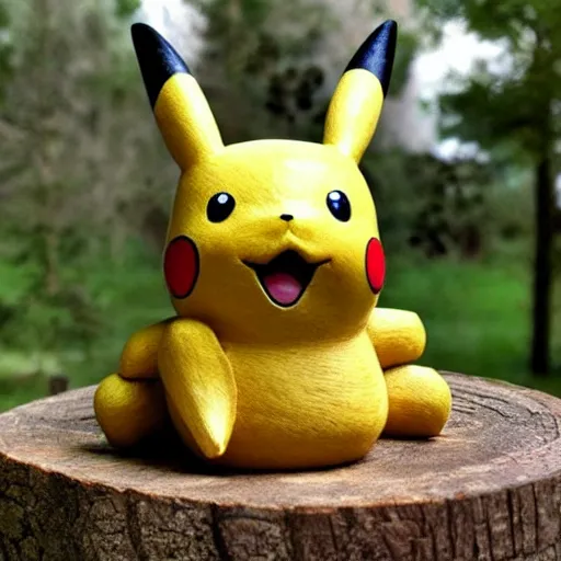 Image similar to Pikachu Sculpture made out of Wood