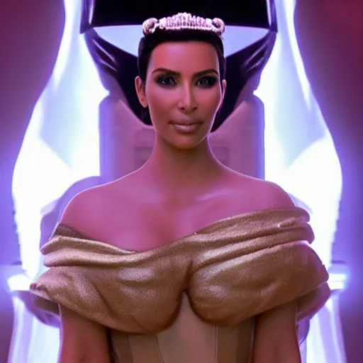 Image similar to kim kardashian as princess padme in star wars episode 3, 8k resolution, full HD, cinematic lighting, award winning, anatomically correct