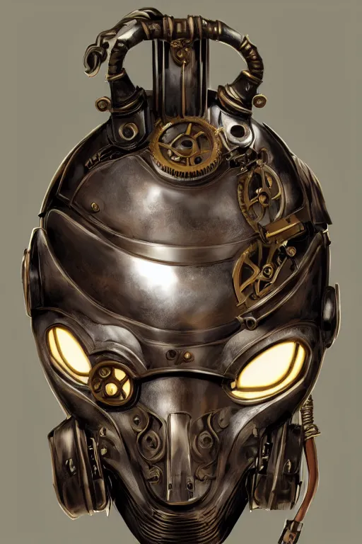 Image similar to steampunk helmet fantasy art mask robot ninja stylized digital illustration sharp focus, elegant intricate digital painting artstation concept art global illumination ray tracing advanced technology chaykin howard and campionpascale and cooke darwyn and davis jack