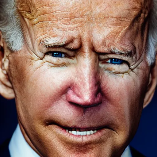 Image similar to macro close-up of joe biden, studio lighting