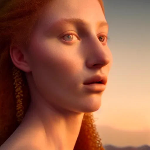 Image similar to photographic portrait of a stunningly beautiful neolithic renaissance female in soft dreamy light at sunset, contemporary fashion shoot, by edward robert hughes, annie leibovitz and steve mccurry, david lazar, jimmy nelsson, breathtaking, 8 k resolution, extremely detailed, beautiful, establishing shot, artistic, hyperrealistic, beautiful face, octane render